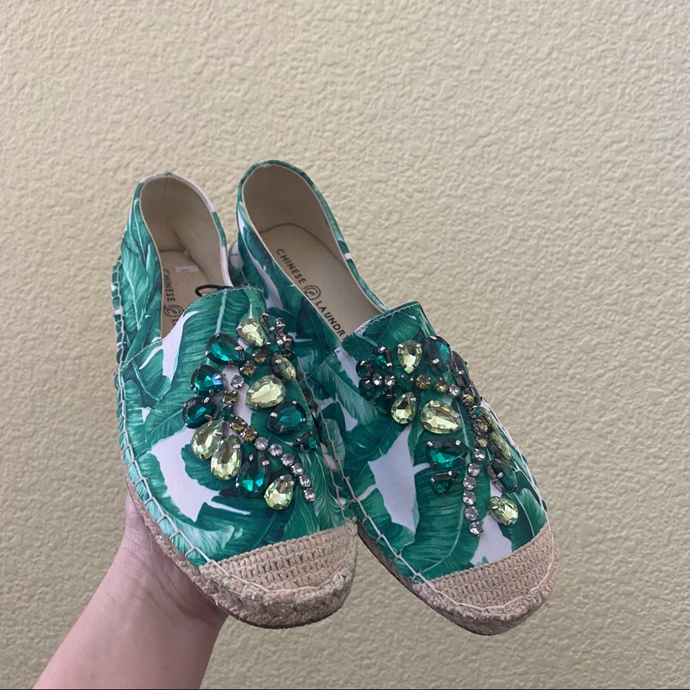 Chinese Laundry Hayden Floral Green Espadrilles